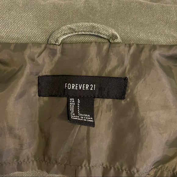 Forever 21 Light Weight Olive Jacket With Draw String Waist - Picture 10 of 10